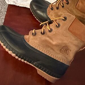 Sorel Youth Cheyenne Duck Boots Brown Leather Waterproof NY3961-286 Size 6